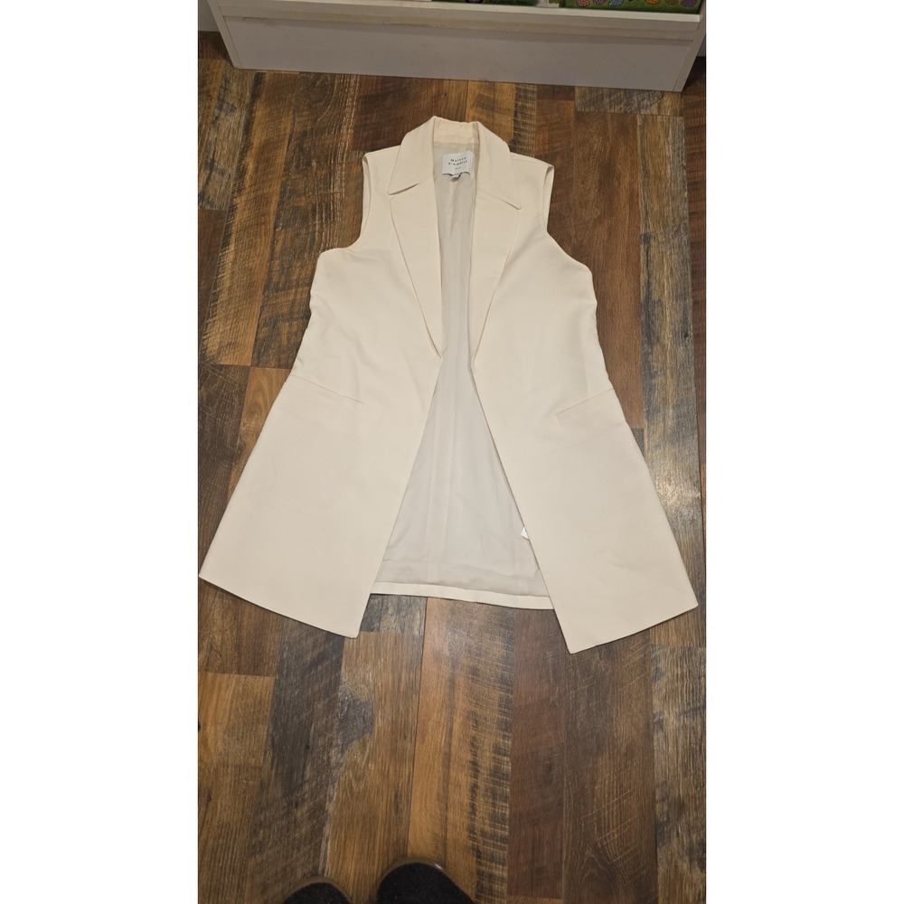 Maison D'Amélie Vest Womens XS Ivory Cream Longline Blazer Sleeveless Jacket
